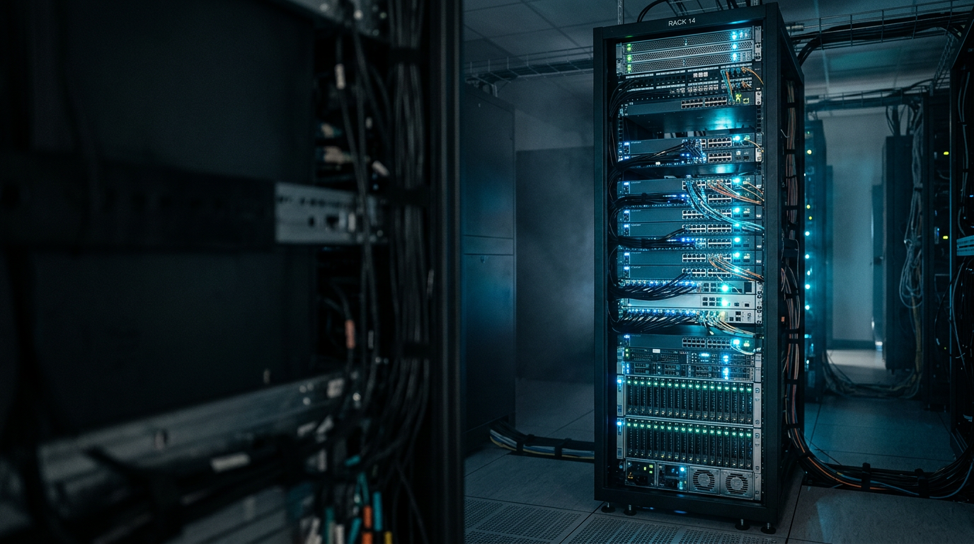 Network switches and server equipment in a professional data center